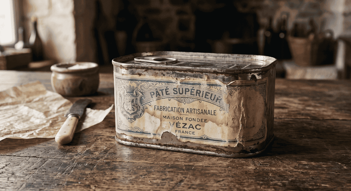 : vieille boîte de conserve de pâté.