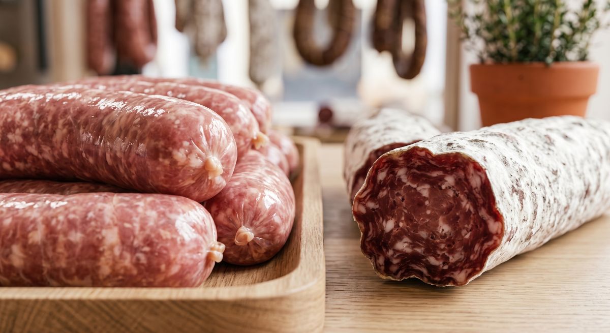 saucisse à gauche et saucisson à droite