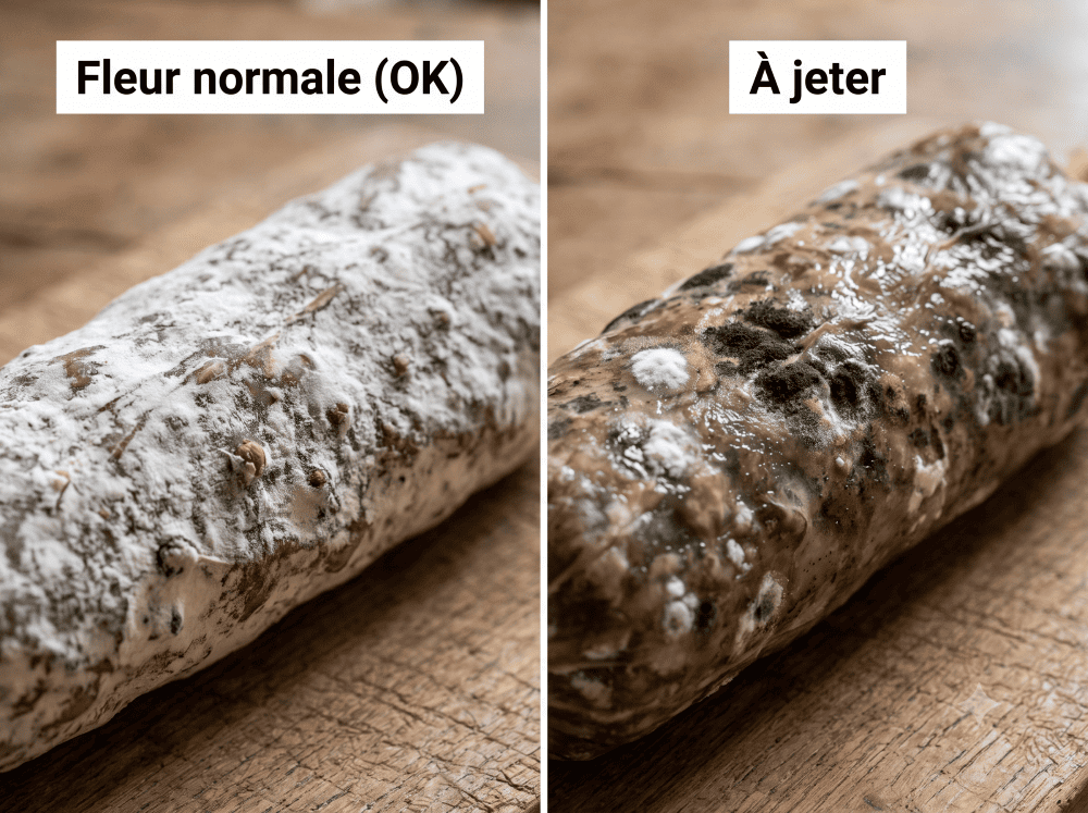 comparaison saucisson fleur normal et saucisson à jeter