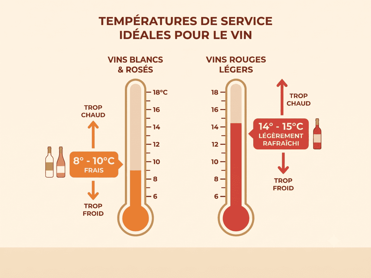jauge des températures de service du vin.