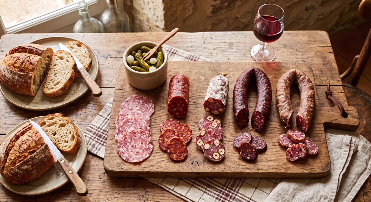 planche de saucissons provenant de plusieurs régions